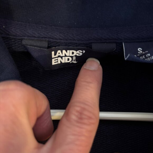 Lands End Men's Navy Blue Button-Up Cardigan Sweater W/Shawl Collar - S - Picture 3 of 7